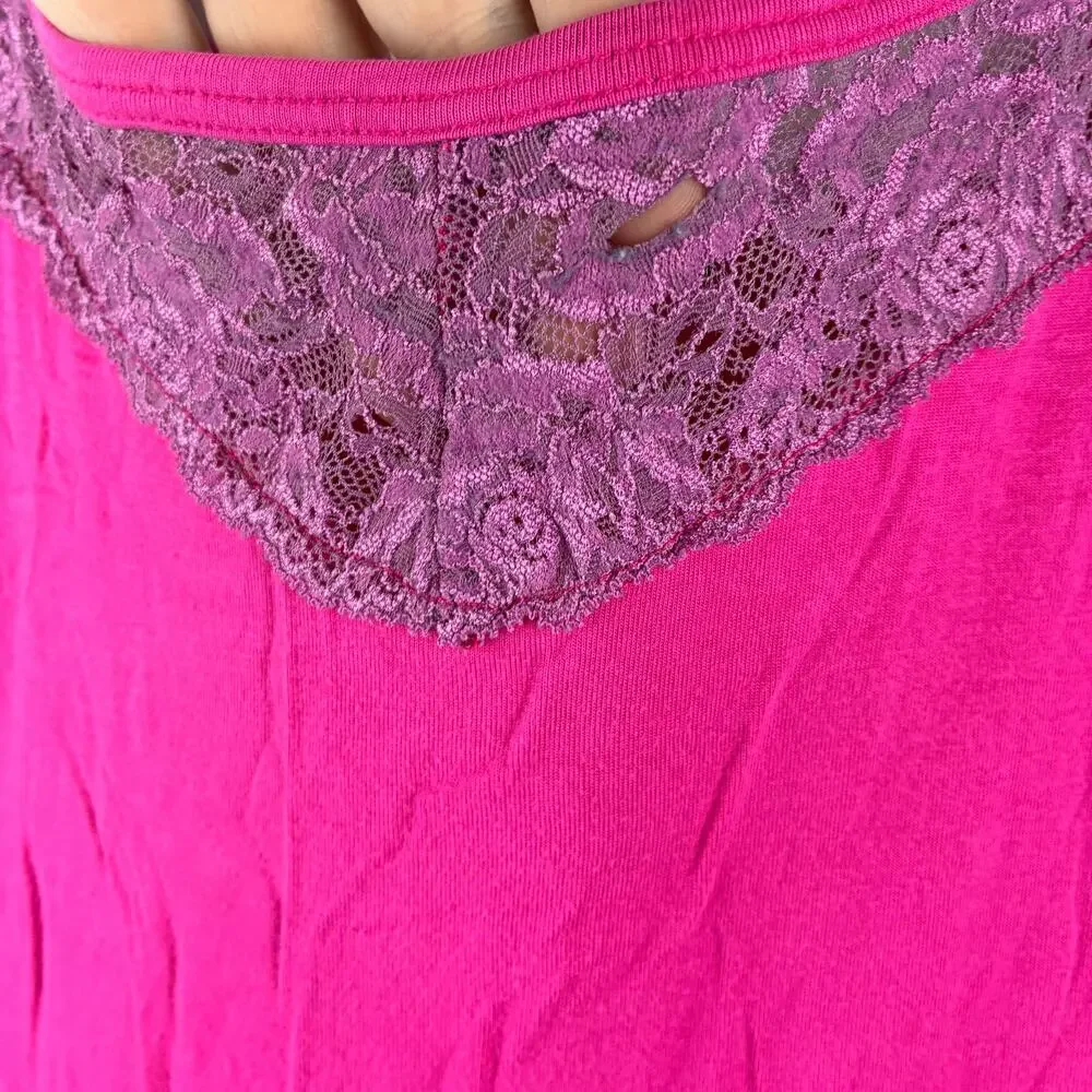 Torrid Sleep Cami Women's Plus 2 2X Magenta Lace Trim Super Soft Tank Top READ